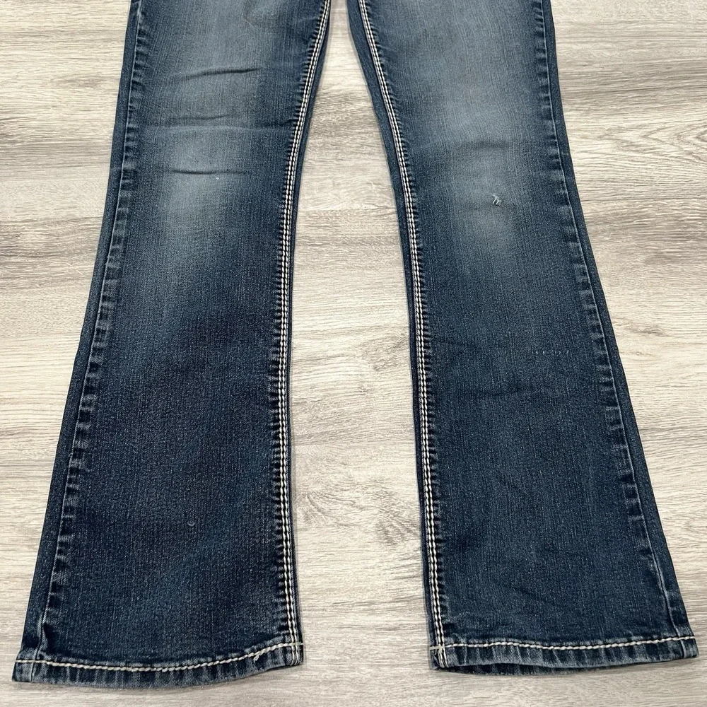 Maurices Bootcut Jeans‎ Dark Wash Embellished Pockets Y2K Denim Jeans Size 8 - Picture 3 of 9